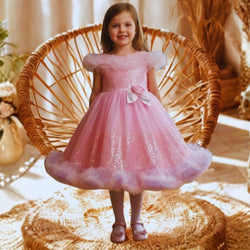 Girls Sparkly Pink Party Frock