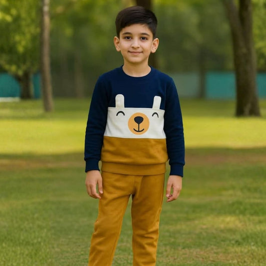 Cute Bear Print Kids Tracksuit
