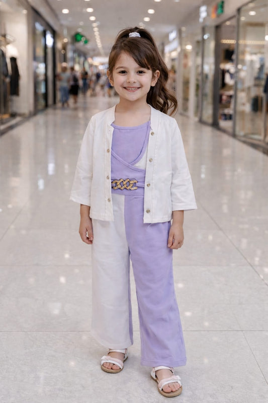 Grils Jump Suit With & purple